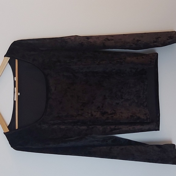 Vince Square Neck Plush Velour Fitted Long Sleeve Top Black Size Large - Picture 5 of 10